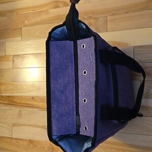 Purple Yarn Knitting/Crochet Tote Bag with Black Straps NWOT